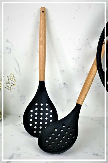 HAZARPAZAR Bamboo Silicone Colander - Black