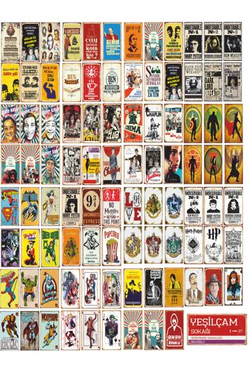 Hayat Poster Yeşilçam Ve Dünya Sineması Temalı 94 Parça Mini Retro Ahşap Poster Seti