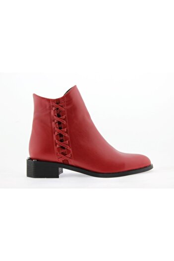 VİNİCCİ AYAKKABI Women's Genuine Leather Red Boots