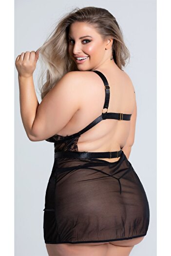 For Dreams Plus Size Underbust Stripe Adjustable Strap Fancy Nightgown