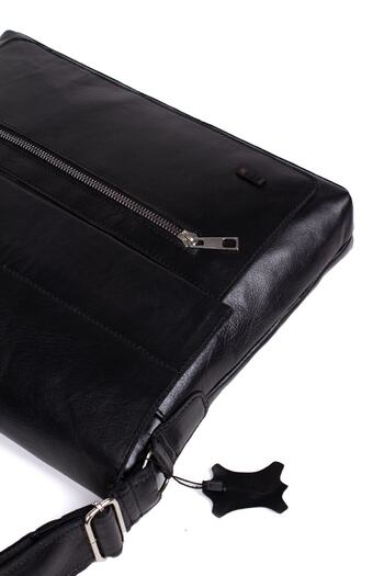 By Hakan College Genuine Leather Messenger Bag Black