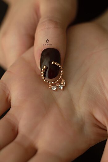 BY BARUN SİLVER Kıkırdak Earcuff Halka 925 Ayar Zirkon Taşlı Rose Pembe Sıkıştırmalı Gümüş Kıkırdak Küpe