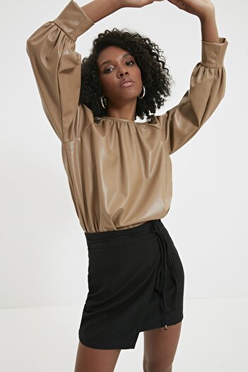 Trendyol Collection Чорна ткана спідниця зі шнурівкою TWOAW21ET0296
