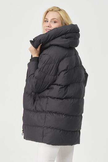 PIQUE Melody Women's Coat Wide Collar Ribbed Detailed Oversize Coat