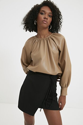 Trendyol Collection Чорна ткана спідниця зі шнурівкою TWOAW21ET0296