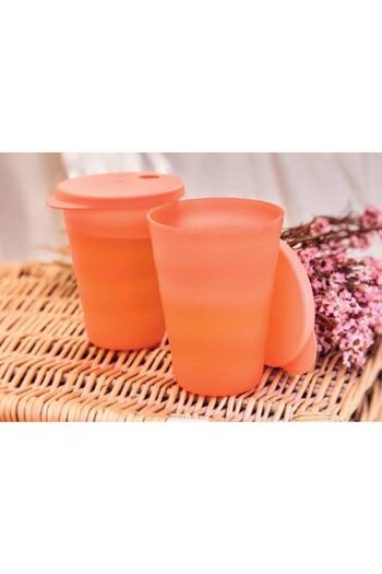 Tupperware Glass with Double Straw