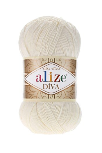Alize Diva 62 Light Cream Hand Knitting Yarns, Vest Blouse Tunic and Shawl
