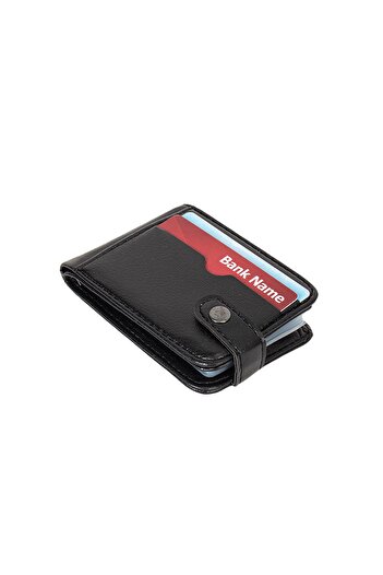 Newish Men's Black Leather Transparent Card Holder