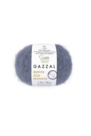 Gazzal Super Kid Mohair 25 Gram Mohair Wool Hand Knitting Yarn 64411/Grey