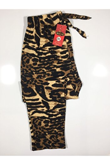Altınay Leopard Patterned Pocket Suede Winter Pajama Bottoms 2021-s10