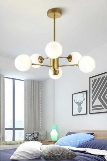 BSA LIGHTING Milas 6'lı Eskitme Avize (BEYAZ CAMLI)
