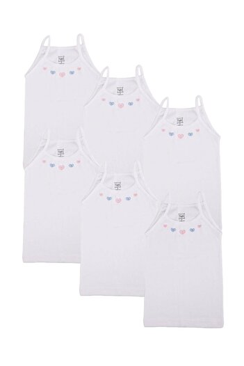 Tutku Meri Shop Kız Çocuk 6'lı Ip Askılı Ribanalı Pamuk Atlet