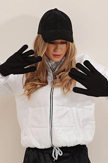 Trend Alaçatı Stili Woman's Black Knitted Gloves ALC-A2415