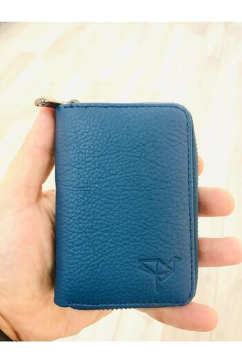 Garbalia Clovis Genuine Leather Accordion Petrol Blue Card Holder