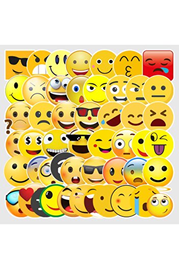 CajuArt 50 Pieces Non-Repeated Emojis Quality PVC Sticker Ornament 07