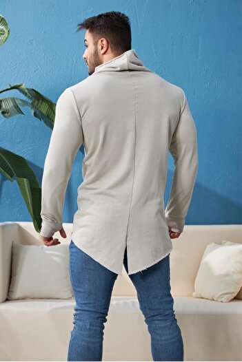 FAST EFFECT WEAR Parçalı Parmak Geçmeli Slim Fit Taş Sweatshirt