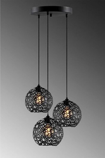 BSA LIGHTING Mia 3'lü Siyah Yuvarlak Sarkıt Avize