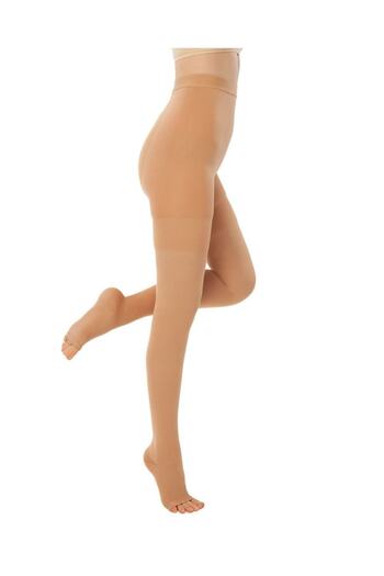 Variteks Women's Beige Open Toe Medium Pressure Pantyhose