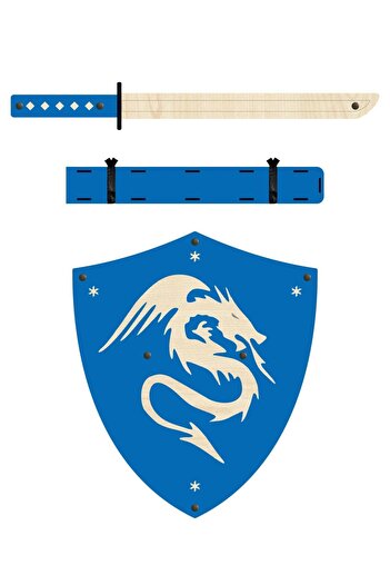 Ahtek Wooden Japanese Samurai-Ninja Shield And Catana Sword