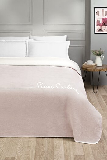 Pierre Cardin Cotton Blanket Double Logo Powder