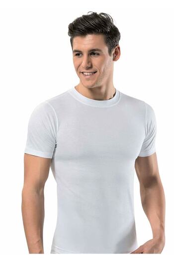 Erdem Men's White 3 Piece Sports Collar Short Sleeve Undershirt