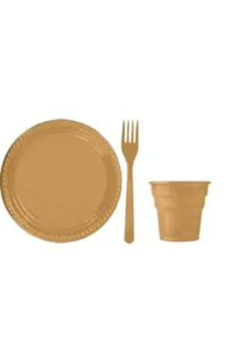 Pink Party Concept Gold Plate Glass Fork Set 25 Pieces Round 22 cm