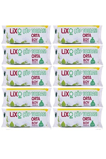 LİXO ÇÖP POŞETLERİ Orta Boy Çöp Poşeti 10 Paket 200 Adet 55x60 Cm