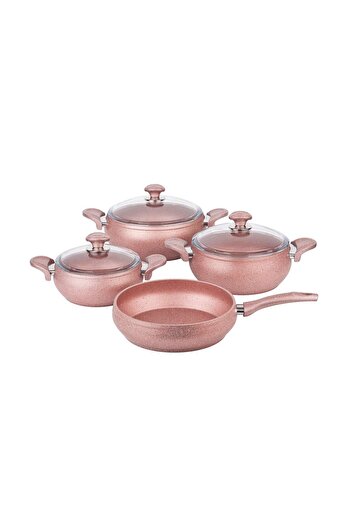 Özkent Rose Gold Güveç Granit 4'lü Tencere Set