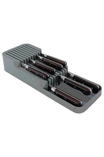 Decobella 50830 2-Piece Row Dark Gray Knife Holder Set