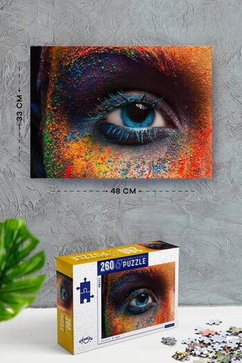 NT Handmade 260 Piece Colors & Eye Puzzle Set with Glue and Thread as Gift