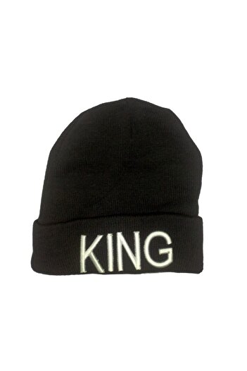 AlpCollection Чорна акрилова шапка з вишивкою King