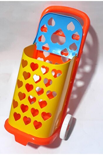 abnturk 50x24x20cm Boyutunda Kapaklı Ve 2 Tekerli Oyuncak Pazar Arabası