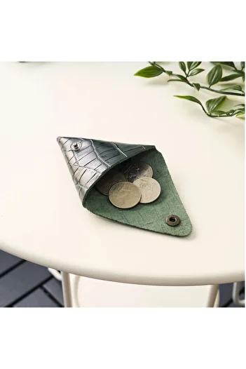 Modica Bamby - Real Leather Multi-Purpose Croco Green Coin Jewelry Pouch