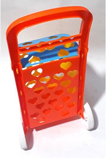 abnturk 50x24x20cm Boyutunda Kapaklı Ve 2 Tekerli Oyuncak Pazar Arabası