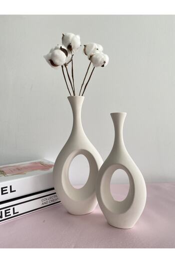 stilinbu Βάζο Bohemian Ceramic Hitite - Σετ 2 H3035 (Off White)
