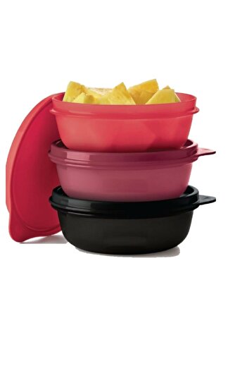Tupperware Candy Cup 300ml 3-Piece Red Burgundy Black