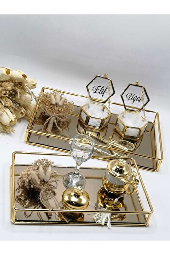 ZEKAAVM 2-Piece Promise Tray Groom's Coffee Engagement Tray