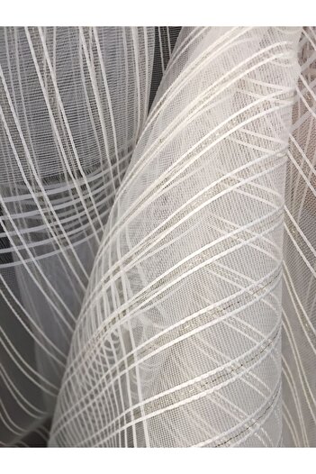 Brillant Kritos Striped Gold Crushed Line Honeycomb Pattern Tulle Curtain