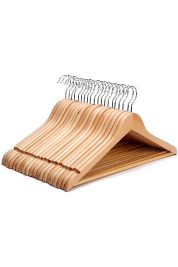 ROBEVE 6 Pieces Wooden Hanger Wooden Clothes Hanger Wooden Clothes Hanger Closet Organizer Polished Wooden Hanger
