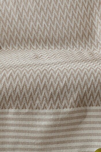 Vagonik Zigzag Natural Keten Koltuk Örtüsü | Koltuk Şalı Çekyat Örtüsü- Bej