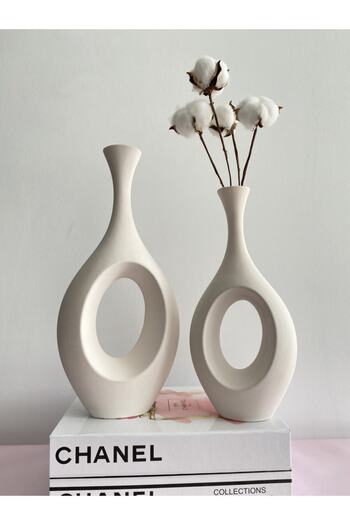 stilinbu Βάζο Bohemian Ceramic Hitite - Σετ 2 H3035 (Off White)