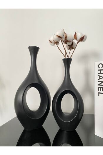 stilinbu Κεραμικό βάζο Bohemian Hitite - Σετ 2' H3035 (Μαύρο)