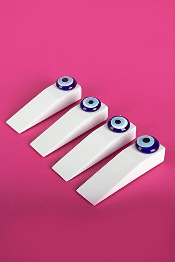 Orvila 4 Pieces White Evil Eye Beaded Wooden Door Stopper