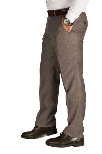 wontilotte Men's Oxford Brown Regular Fit Fabric Trousers