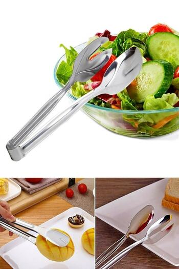 Trouvaille Set of 3 Stainless Steel Serving Tongs Pasta Tongs, Cake Tongs, Salad Tongs
