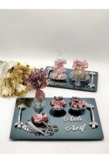 ZEKAAVM 2-Piece Promise Tray Groom's Coffee Engagement Tray