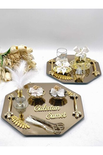 ZEKAAVM 2-Piece Promise Tray Groom's Coffee Engagement Tray