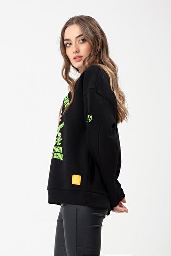 Eazy Co Φούτερ Eazy Growth Zone Oversize Unisex μαύρο με λαιμόκοψη