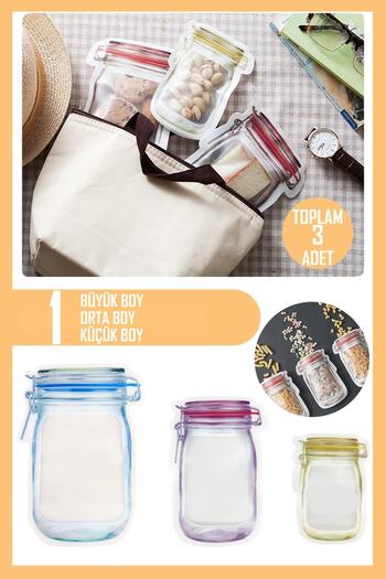 Trendpoint Jar Look Storage Bag Sets Refrigerator Storage Container with Lockable Snap Fasteners