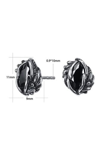northstarshop Leaf & Thorn Design Gothic Zircon Stone Interlocking 316l Steel Earrings Pair